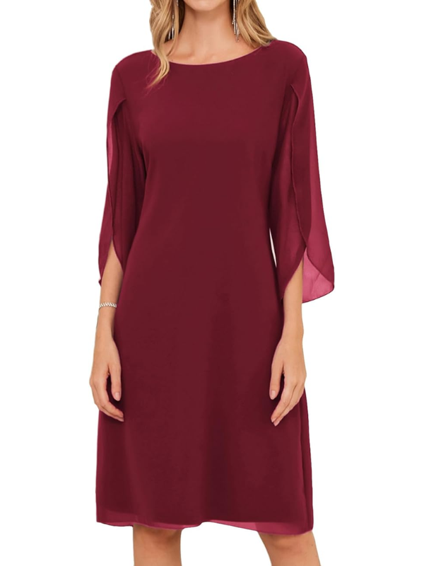 Abito Midi Donna | Maniche a Strati & Stile Fluido Elegante