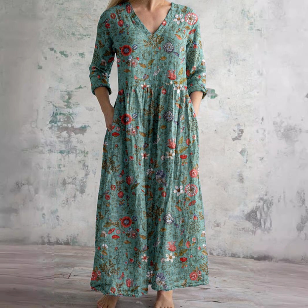Florielle – Women Summer Dress Floral Print Loose Fit