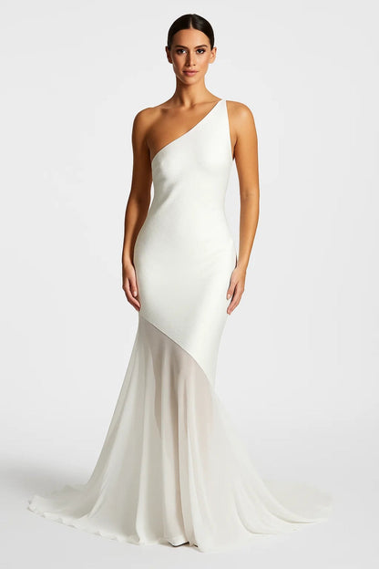 Abito lungo monospalla con orlo asimmetrico in chiffon Donna | Orlo Asimmetrico & Silhouette Slanciata