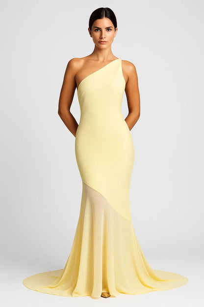 Abito lungo monospalla con orlo asimmetrico in chiffon Donna | Orlo Asimmetrico & Silhouette Slanciata