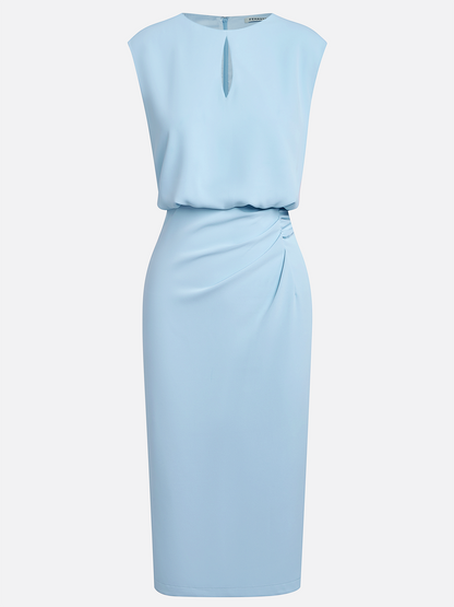 Abito midi di designer Donna | Drappeggio Laterale & Scollo a Goccia