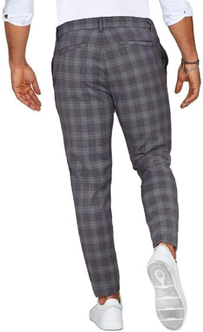 Herre Plaid Slank-Pasform Chinos | Strække Slank-Pasform