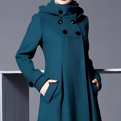 Agnes - Veste à capuche mi-longue confortable avec poches latérales