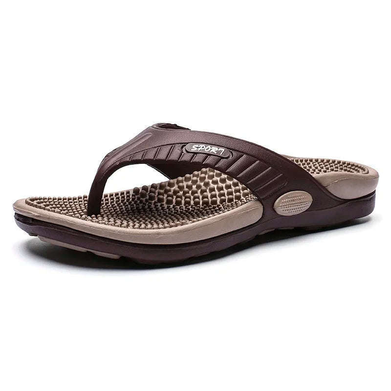 Ademende Massageslippers Heren - Luxe Strand Sandalen Maat 46, Zwart/Rood/Khaki 6