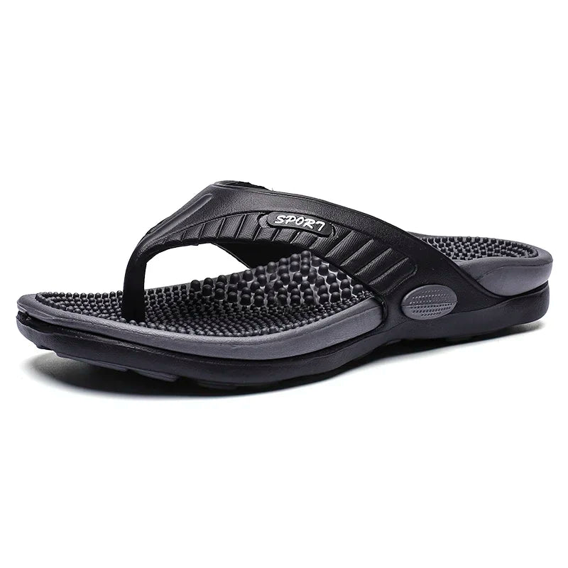 Ademende Massageslippers Heren - Luxe Strand Sandalen Maat 46, Zwart/Rood/Khaki 7