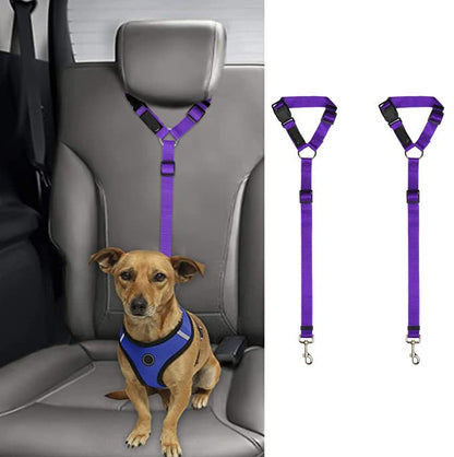 Adjustable Dog Car Seat Belt Restraint – 2 Pack Headrest Safety Leash for Pets 1