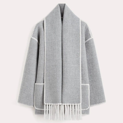 Adriana | Women’s Fringed Spring Coat with Shawl Collar