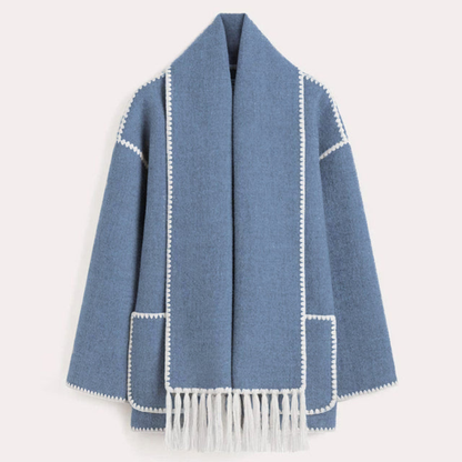 Adriana | Women’s Fringed Spring Coat with Shawl Collar