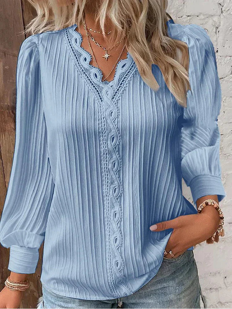 Blouse with Chiffon and Lace Details