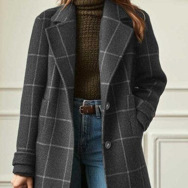 Valeria - Manteau Élégant en Laine à Carreaux