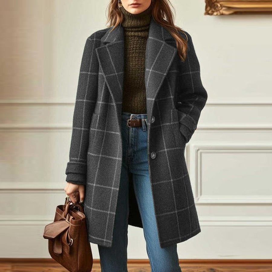 Valeria - Manteau Élégant en Laine à Carreaux