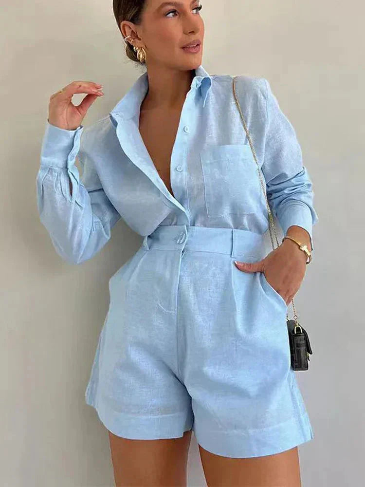 Agata Zullo™ Ladies casual blouse and shorts set