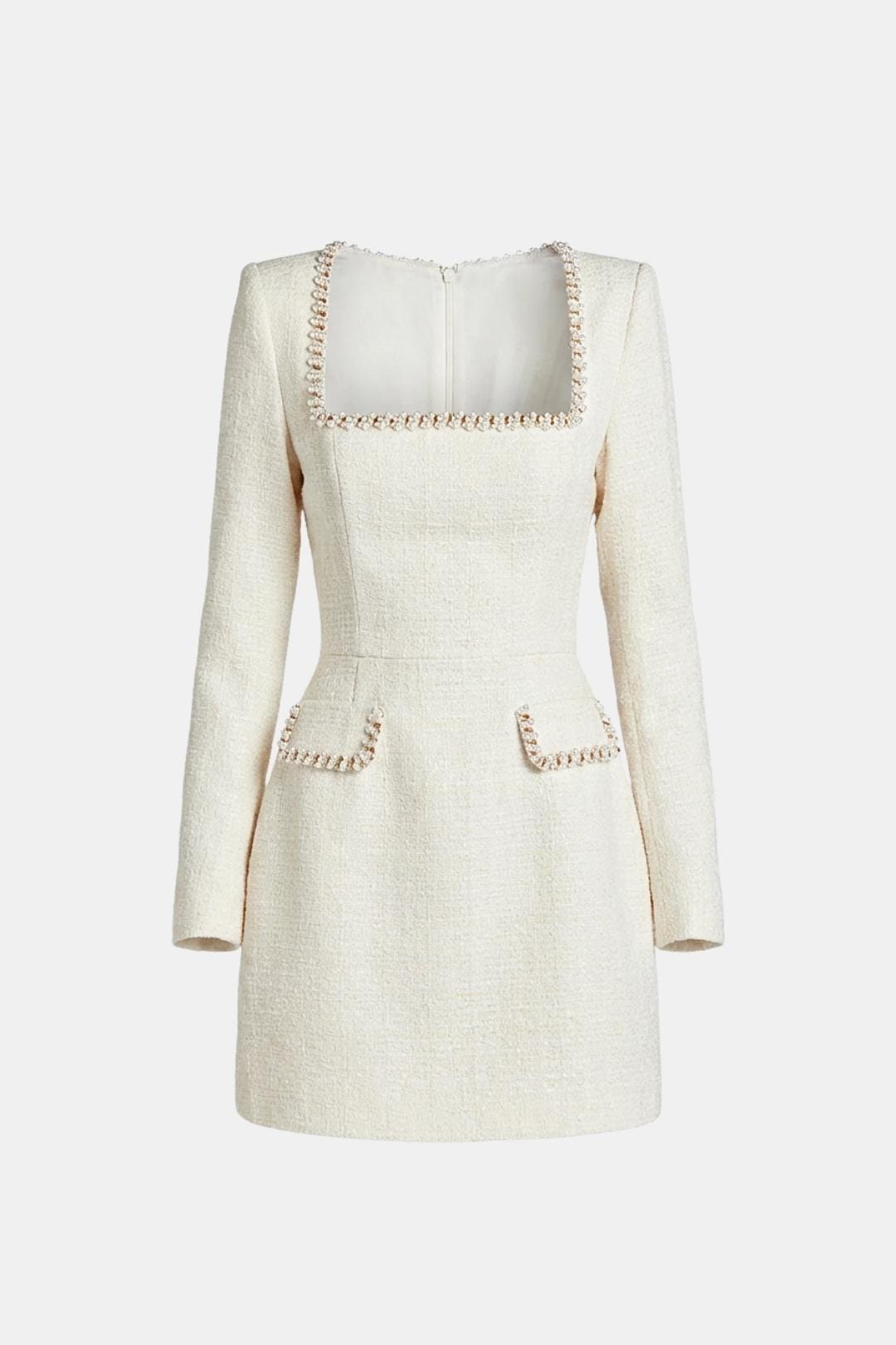 Aila – Elegant Mini Dress with Pearl-Trim Detailing