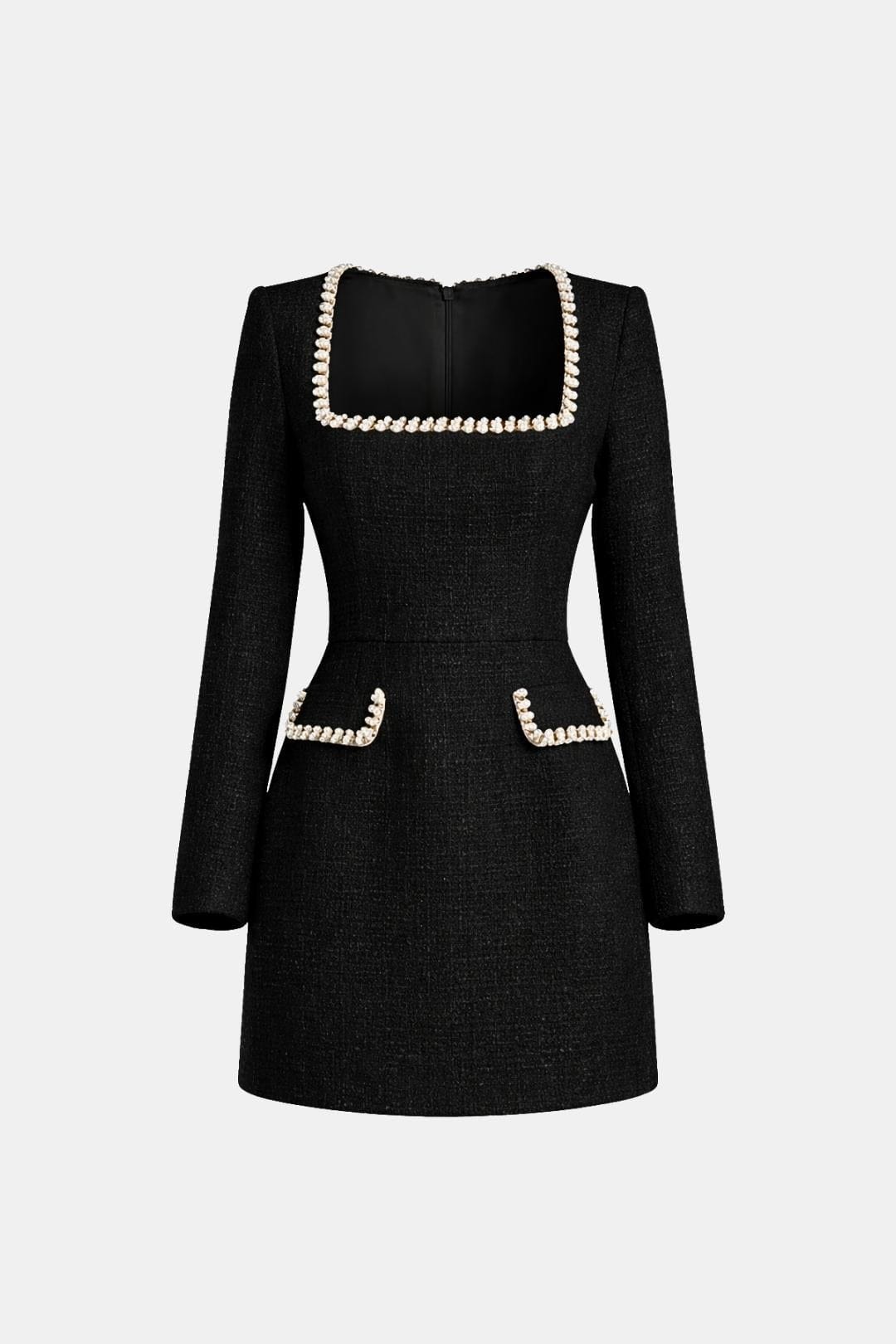 Aila – Elegant Mini Dress with Pearl-Trim Detailing