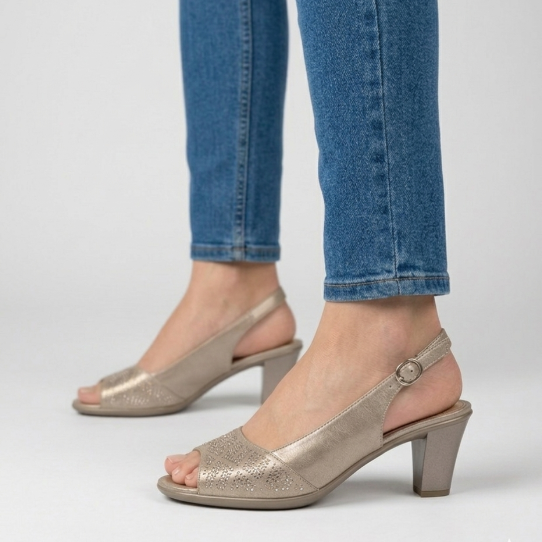 Ailese | Feminine Slingback-Sandalen mit funkelndem Vorderblatt