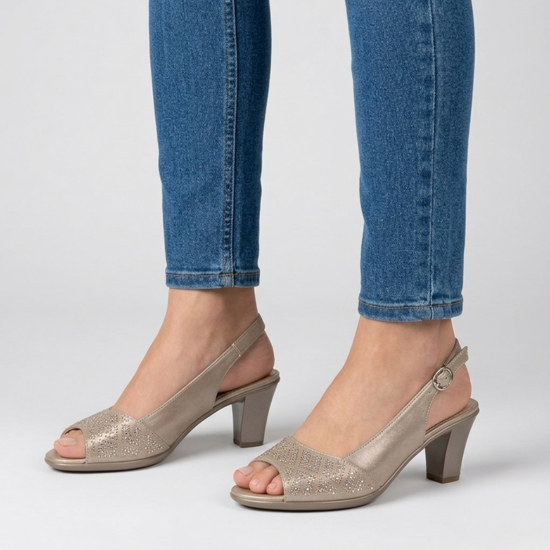Ailese | Feminine Slingback-Sandalen mit funkelndem Vorderblatt