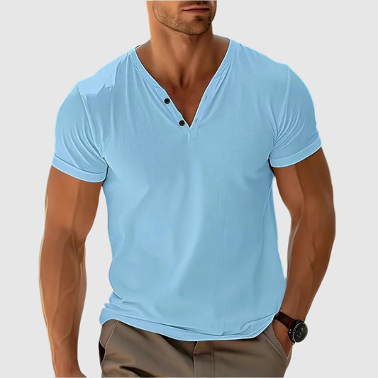 Dawid | T-shirt męski z dekoltem w serek