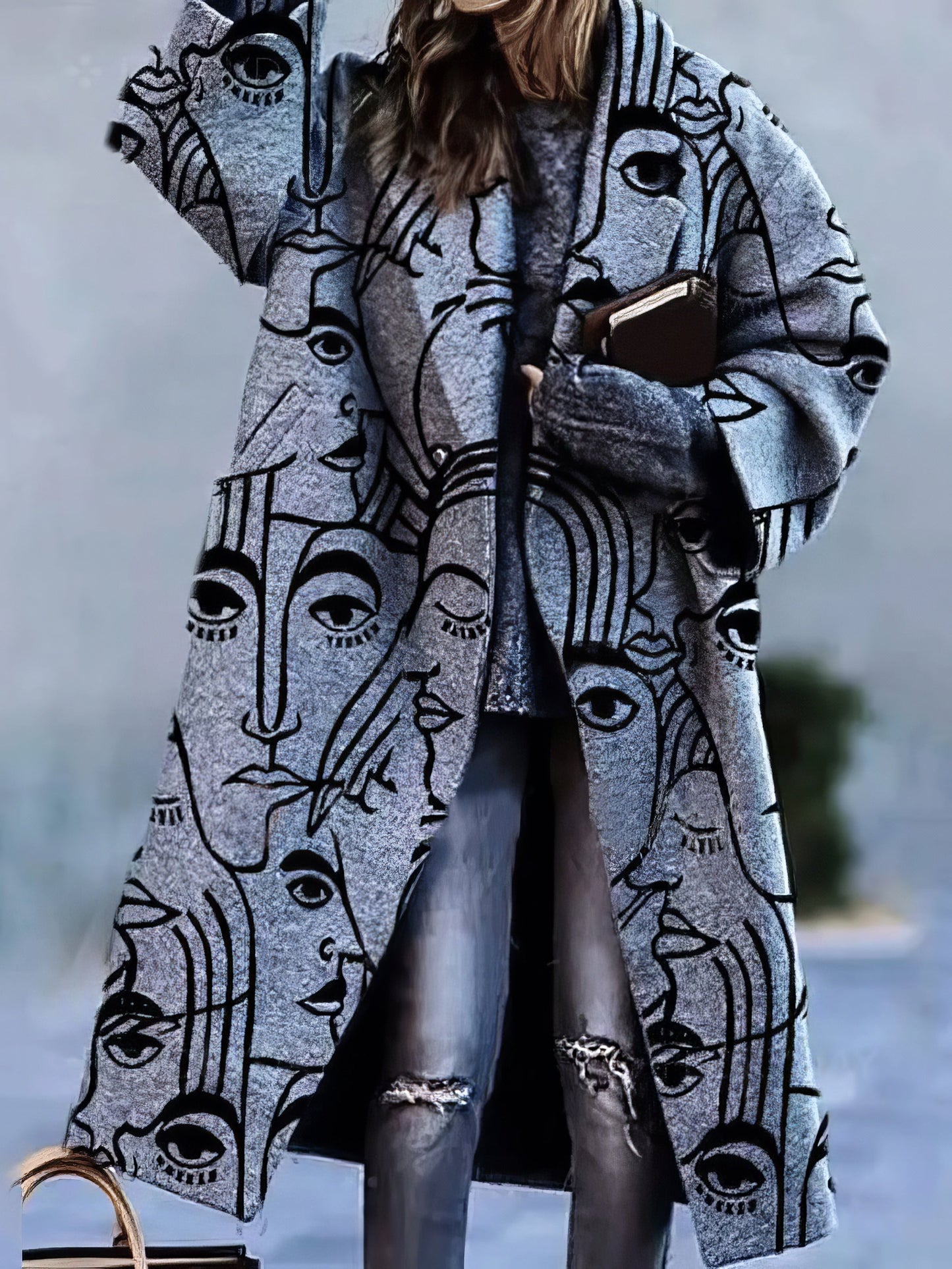 Women’s Long Coat - Lapel Collar Outerwear Button Closure