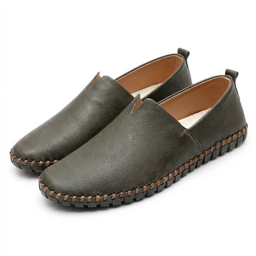 Alfie | Loafers Slip-On Hand-Stitched Detail Textured Sole Heel Tab