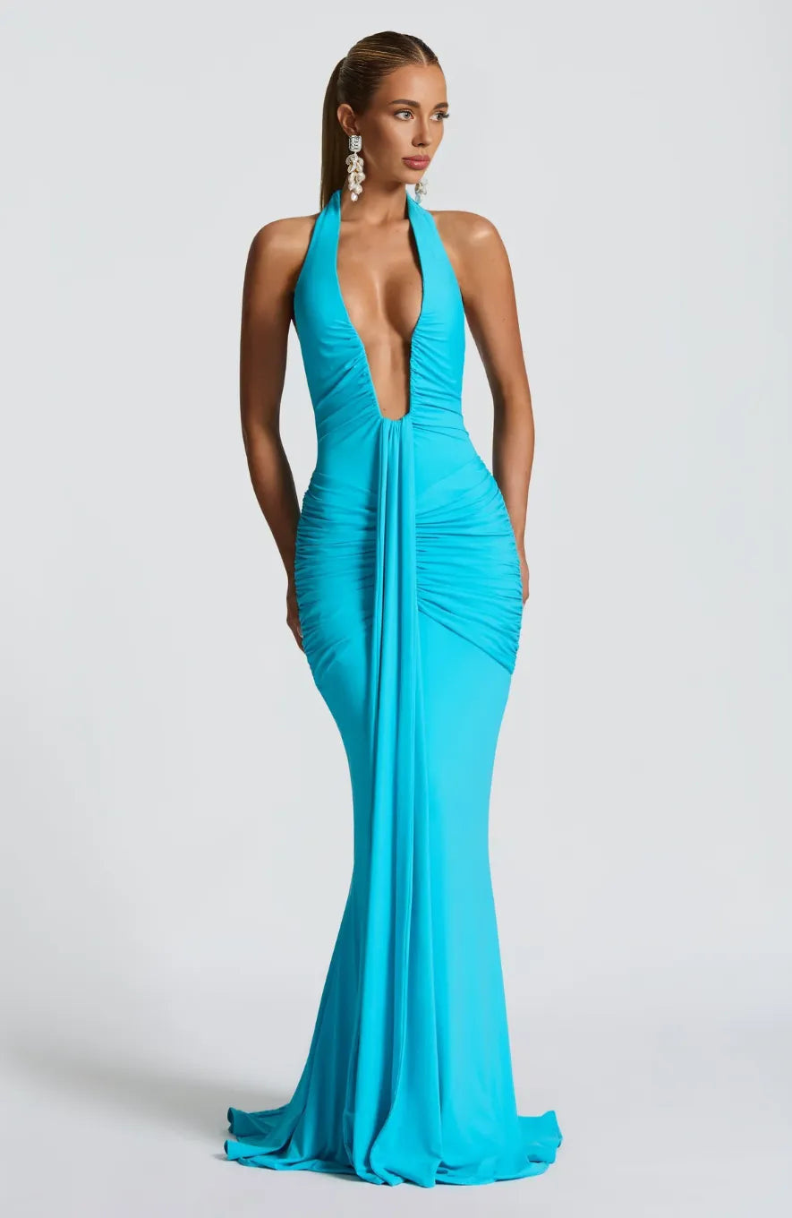 Allegra Lange Jurk Dames | Maxi Jurk | Diepe V-hals | Gevormd Silhouet 8