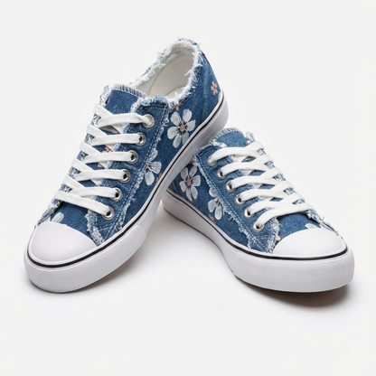 Alma | Sneakers in Tela da Donna con Lacci e Stampa Floreale