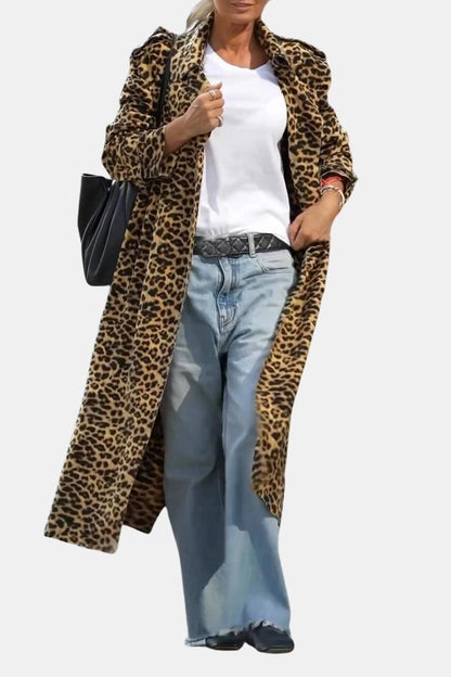Alora – Leopard Print Longline Trench Coat