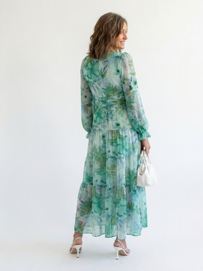 Althea | Langärmliges Maxikleid mit Blumenmuster
