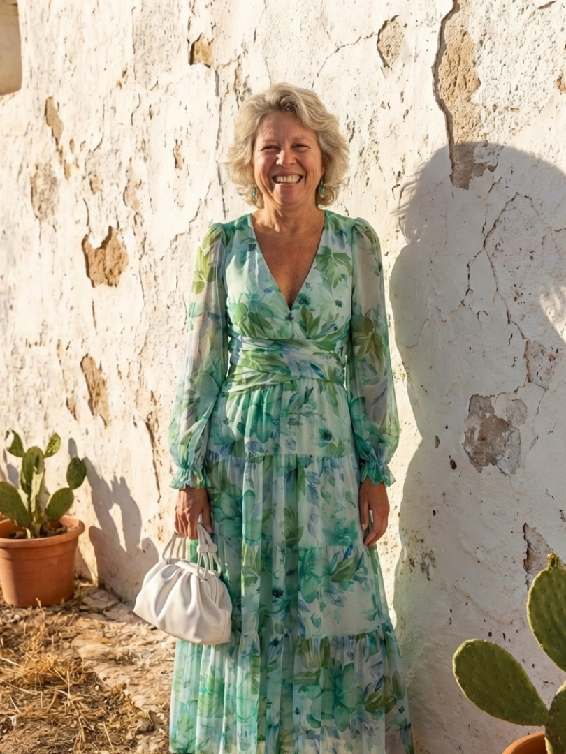 Althea | Langärmliges Maxikleid mit Blumenmuster