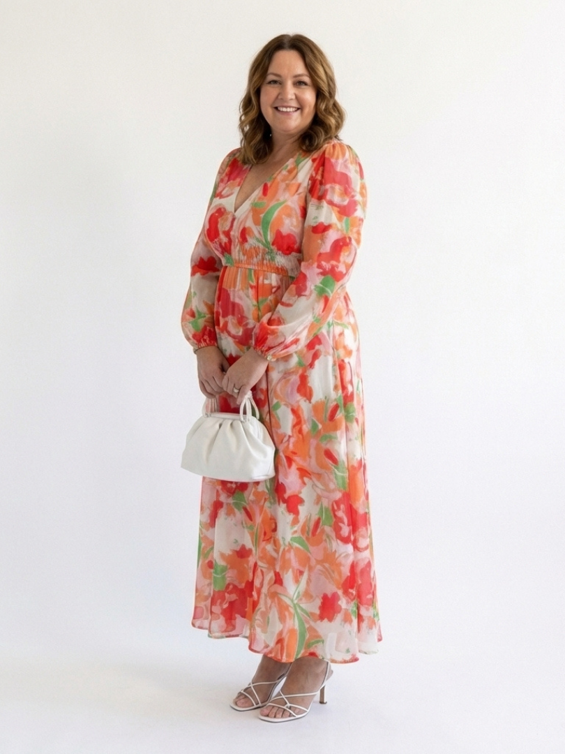 Althea | Langärmliges Maxikleid mit Blumenmuster