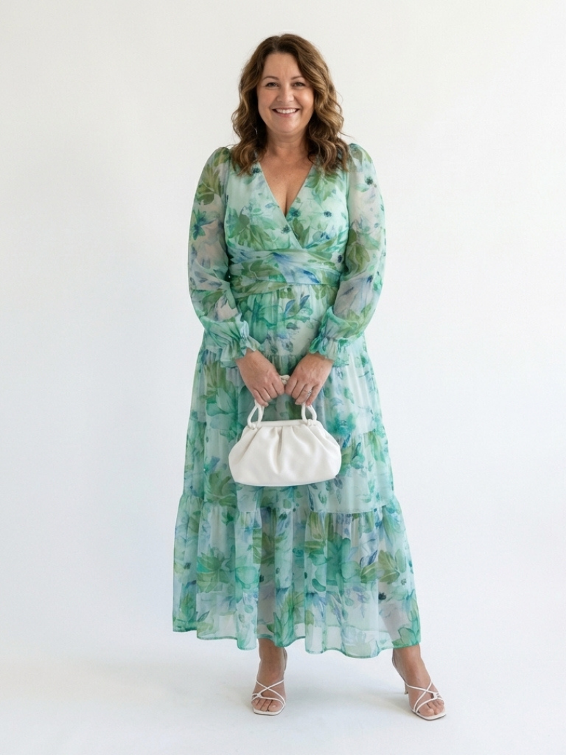 Althea | Langärmliges Maxikleid mit Blumenmuster