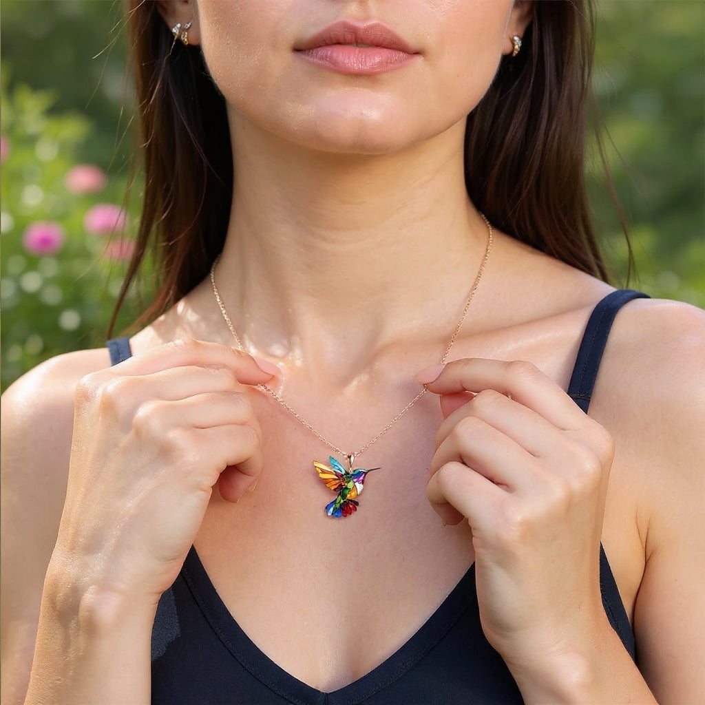 Hummingbird Necklace Earrings Set
