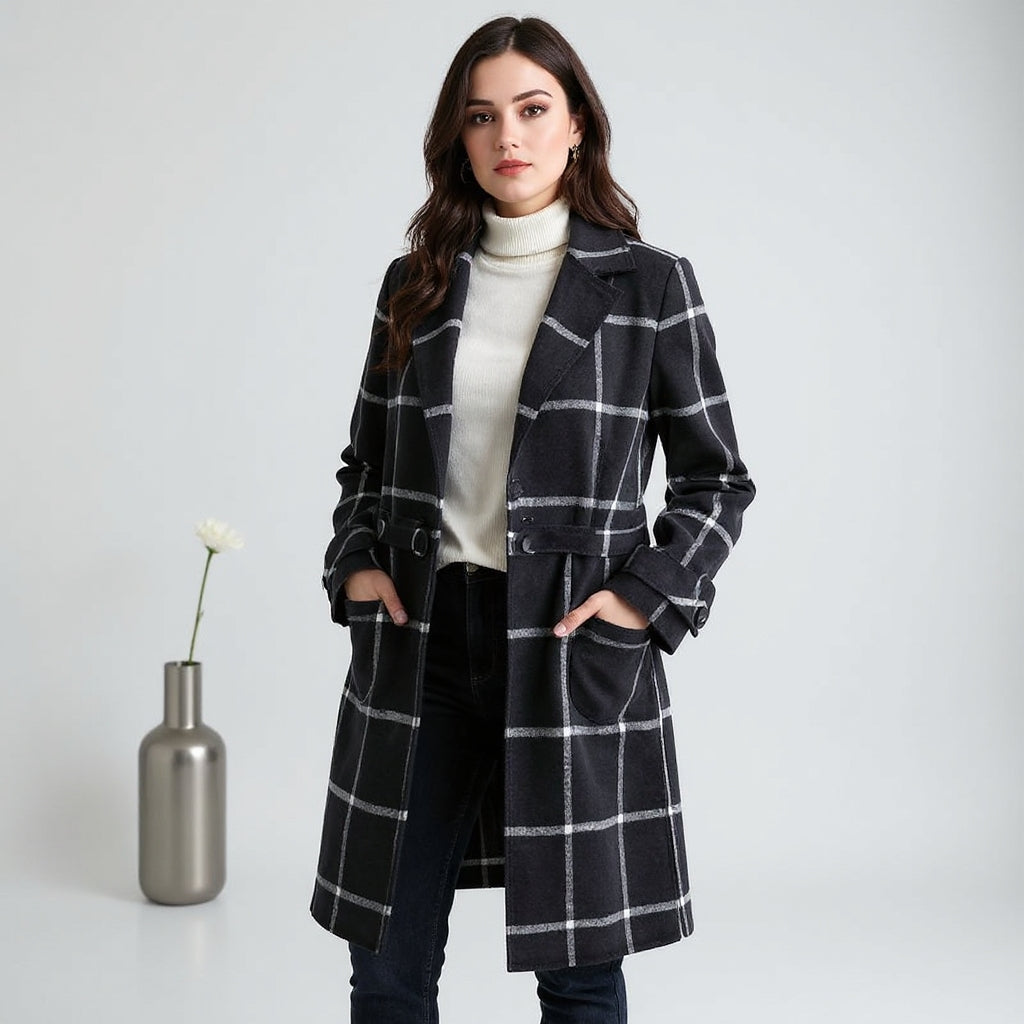 Valeria - Manteau Élégant en Laine à Carreaux