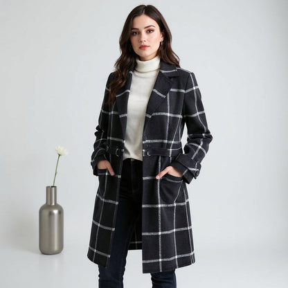 Valeria - Manteau Élégant en Laine à Carreaux