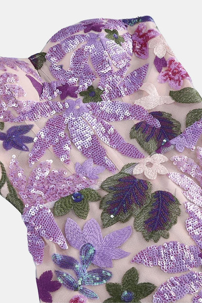 Analia – Floral-Embroidered Strapless Maxi Dress