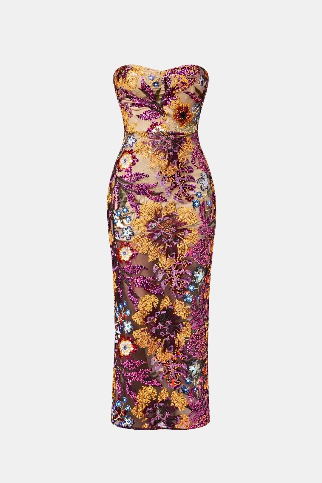Analia – Floral-Embroidered Strapless Maxi Dress