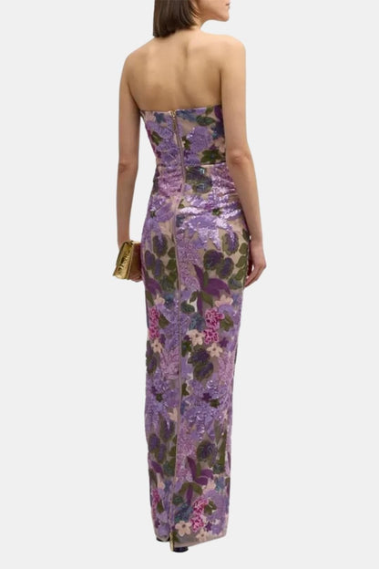 Analia – Floral-Embroidered Strapless Maxi Dress