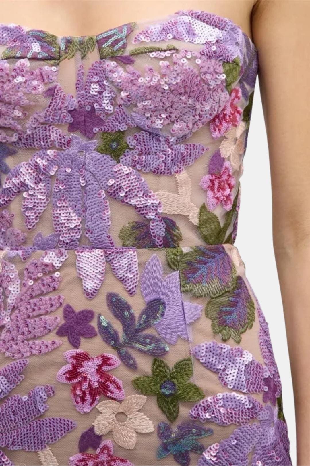 Analia – Floral-Embroidered Strapless Maxi Dress