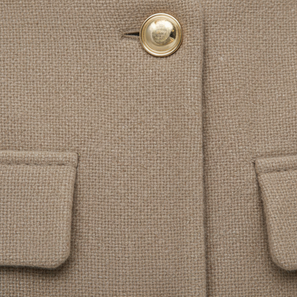 Veste en Polyester à Col Rond avec Boutons Dorés et Poches pour Femme