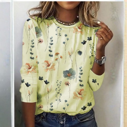 Andrea | Women’s T-shirt Floral Print Crew Neck Long Sleeve