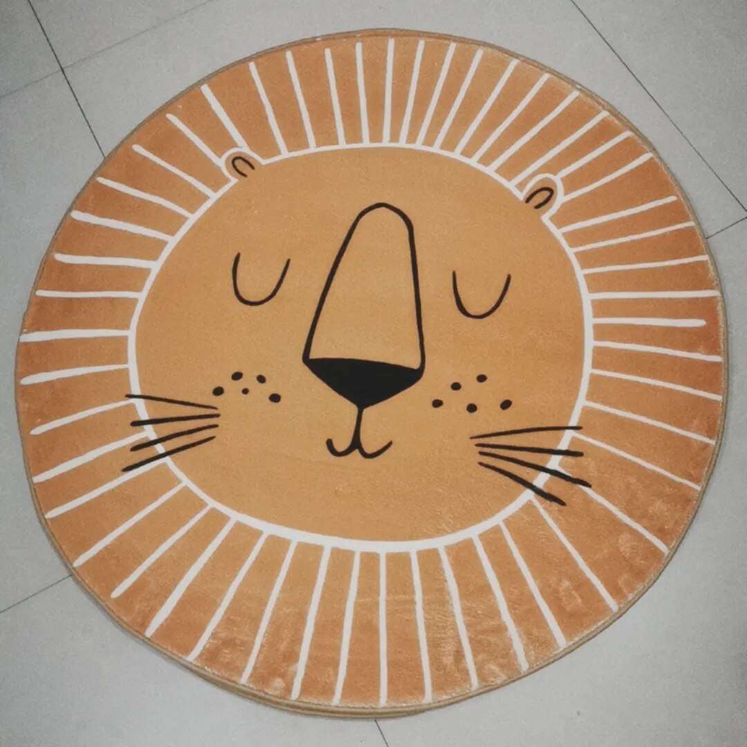 Rond Vloerkleed Kinderen Leeuw Polyester Microvezel 80cm 100cm 120cm Speelkamer Kinderkamer Tapijt Dierenprint Speelkleed Zacht | Restfield