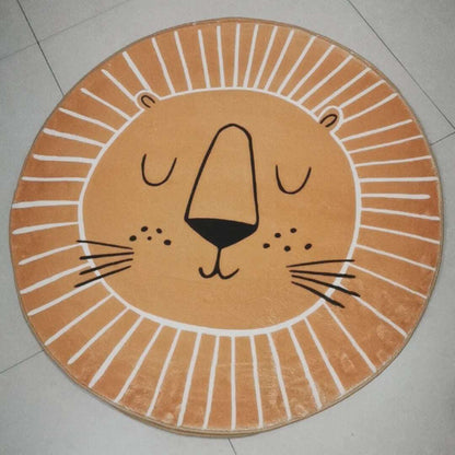 Rond Vloerkleed Kinderen Leeuw Polyester Microvezel 80cm 100cm 120cm Speelkamer Kinderkamer Tapijt Dierenprint Speelkleed Zacht | Restfield