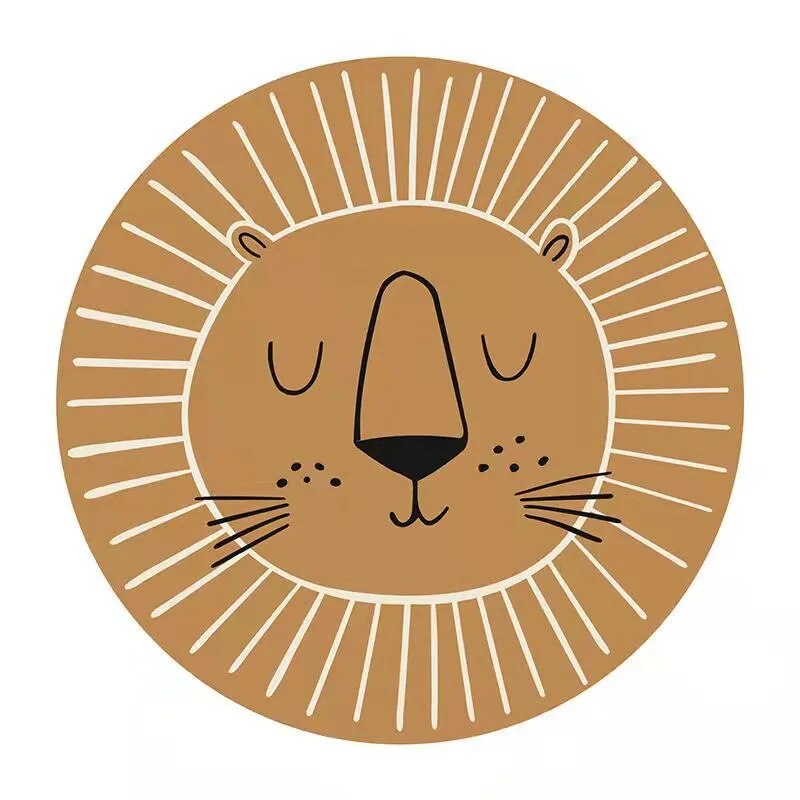 Rond Vloerkleed Kinderen Leeuw Polyester Microvezel 80cm 100cm 120cm Speelkamer Kinderkamer Tapijt Dierenprint Speelkleed Zacht | Restfield