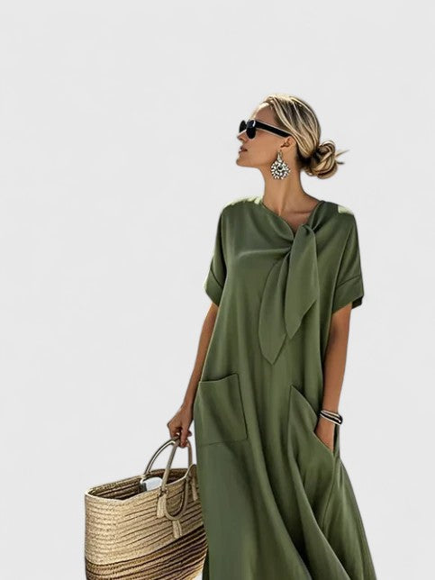 Antonina | Sukienka letnia – Elegancka sukienka damska z krawatem i kieszeniami