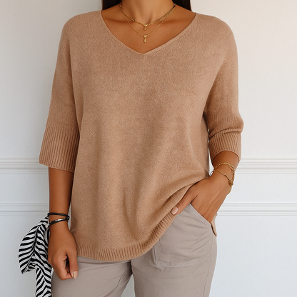 Clara | Women V Neck z krótkim rękawem sweater