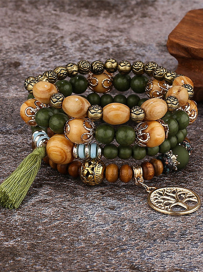 Armband dames | Kralen armband set met levensboom bedel