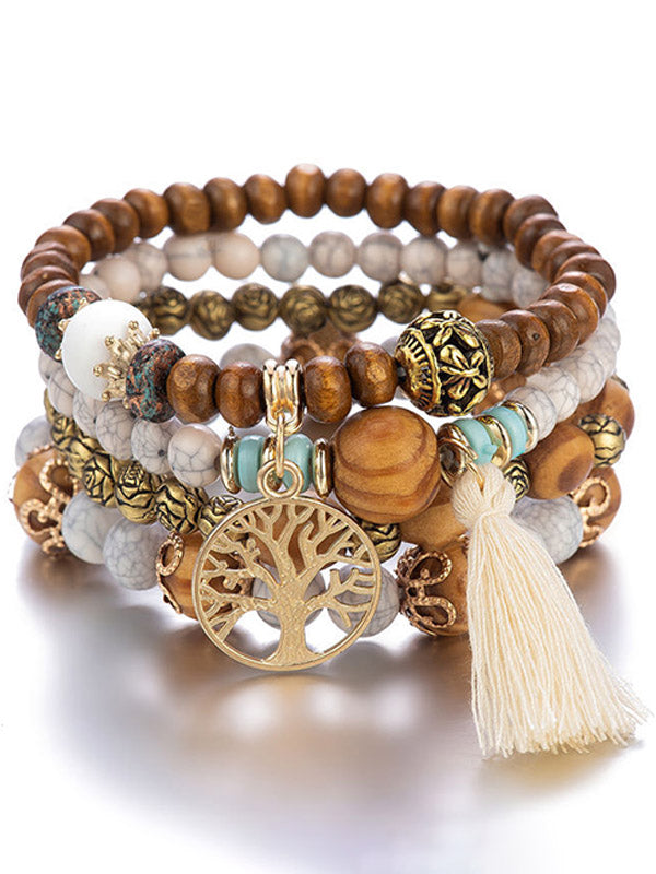 Armband dames | Kralen armband set met levensboom bedel