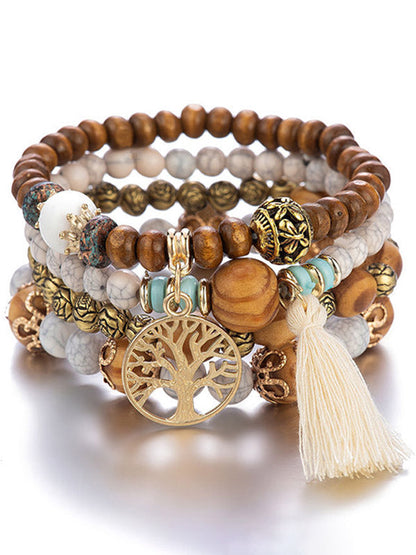 Armband dames | Kralen armband set met levensboom bedel