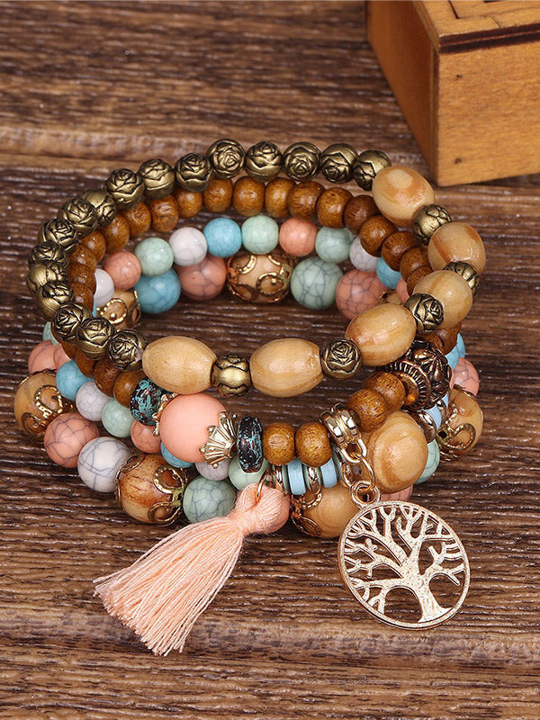Armband dames | Kralen armband set met levensboom bedel