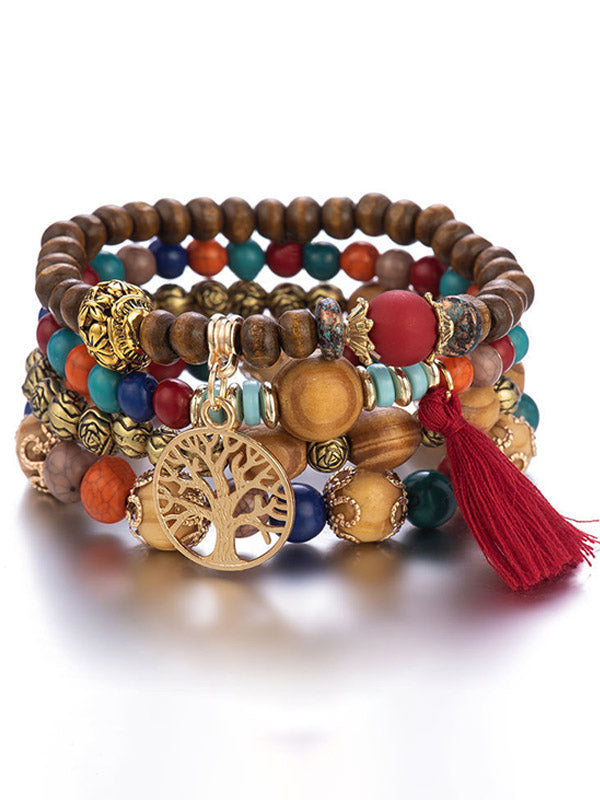 Armband dames | Kralen armband set met levensboom bedel