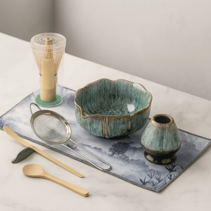 Aikoren – 8 Delige Matcha Theeset met Handgemaakte Keramische Kom 550ml